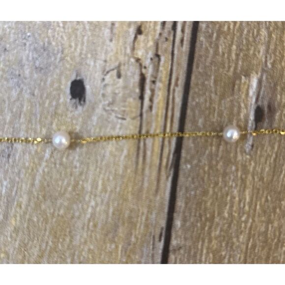 Floating Pearl Necklace 14k Gold Chain RCI 8 Pearls 2.36 Grams 17 Inches Long - Picture 7 of 16